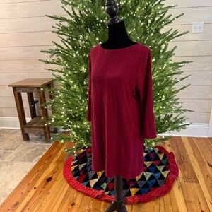 J.Jill Textured Tunic Womens MP Dark Red Double Slit Christmas Holiday Wear